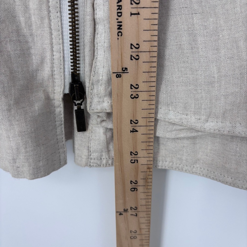 Beate‎ Heymann Jacket Womens 10 Beige Linen Blend Asymmetric Zip Moto Lagenlook - Picture 8 of 10